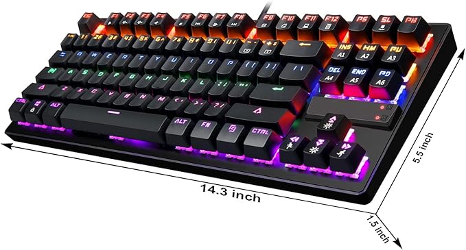 Anivia MK1S LED Backlit Mechanical Gaming KeyboardWired USB Gaming Keyboards with Blue Switches 87 Keys for Windows PC Laptop Game Black