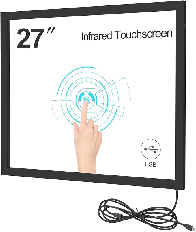 Bewinner Infrared Touch Frame Interactive IR Touch Overlay Panel for Education Digital Signage with USB InterfaceAluminum Alloy Touch Screen Overlay (27 inch)