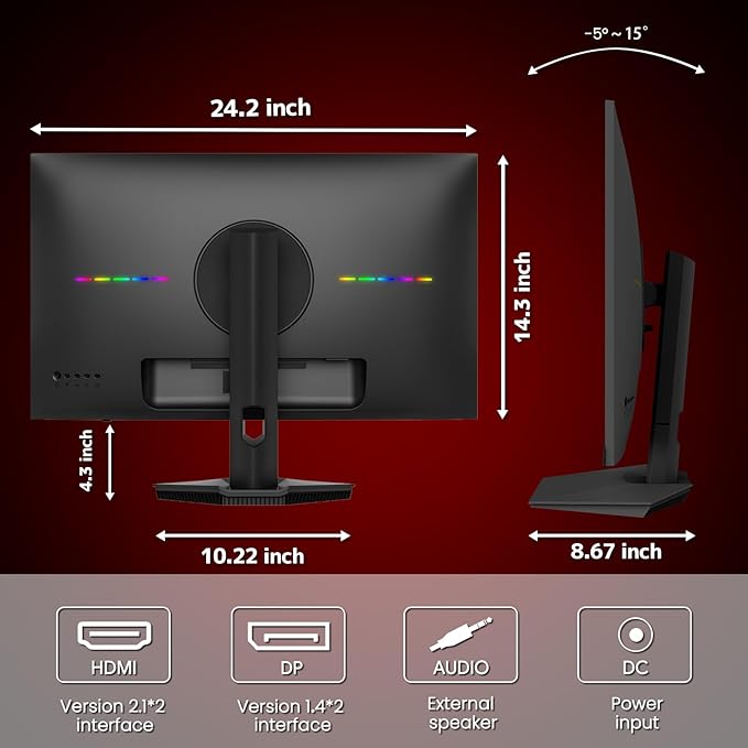CRUA 27” 4K Gaming Monitor UHD 3840x2160 160Hz IPS Screen Height/Pivot/Swivel/Tilt Adjustable Vertical Monitor Support AMD FreeSync Built-in Speakers 120% sRGB PIP/PBP HDMI 2.1 &amp DP 1.4-Bla
