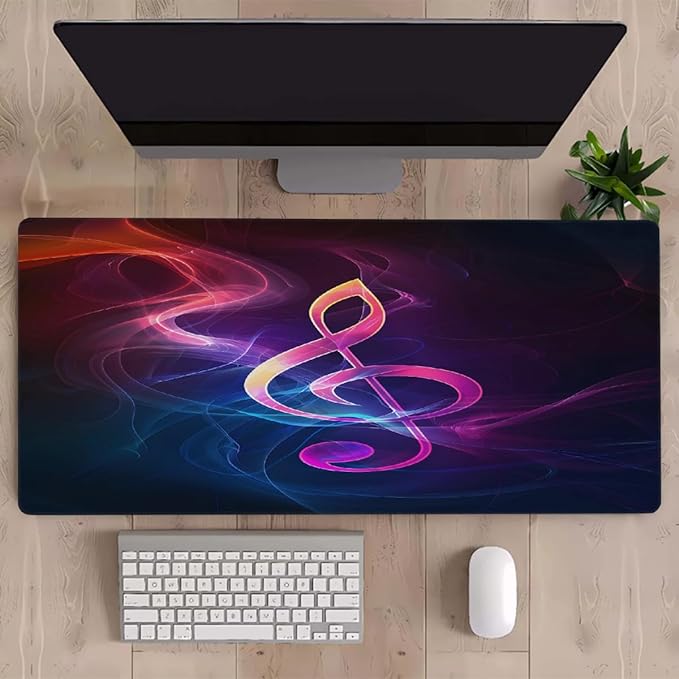 Purple Abstract Music Note Large Mouse Pad Gaming Mousepad Desk Mat for Desktop Computer Keyboard Waterproof Mouse Mat Desk Pad with Non-Slip Base for Game School Office Home 35.4 x 15.7