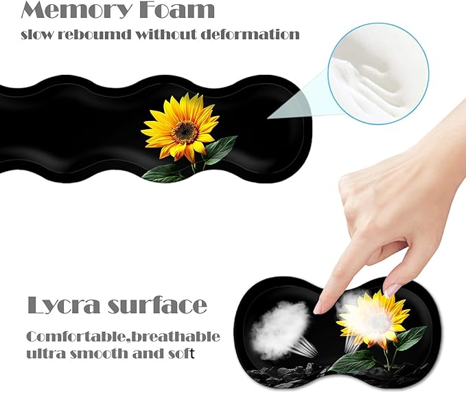 Ergonomic Keyboard Wrist Rest &amp Mouse Pad Wrist Rest SetXL Gaming Desk Mat 31.5x 11.8Non-Slip BaseMemory FoamEasy Typing Pain Relief for Office &amp HomeSunflower