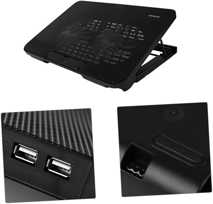 Portable Laptop Cooler USB Powered Cooling Mat for Notebooks Dual Fan Design for Efficient Heat Dissipation Lightweight and Easy to Install Black