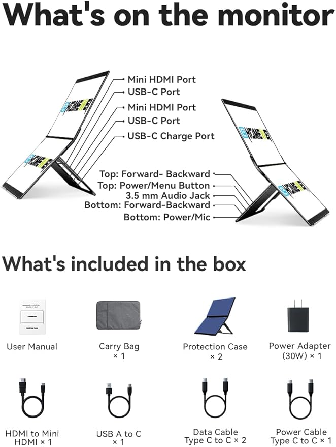 EHOMEWEI X1 Air 14.2 Inch 90Hz Refresh Rate with 2.8K Display Dual-Screen 400 Nit Brightness 100% sRGB Portable Monitor for Gaming and Office Working