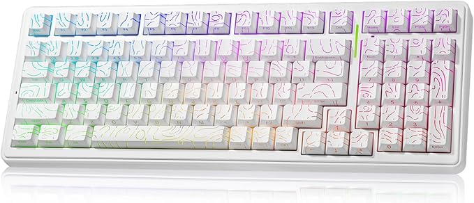 LEOBOG Aula Keyboard F99 Wireless Mechanical Gaming Keyboards Hot Swappable Custom Creamy RGB Backlit Computer KeyboardBT5.0/2.4GHz/USB-CTopographic Side-Printed Keycaps Switch