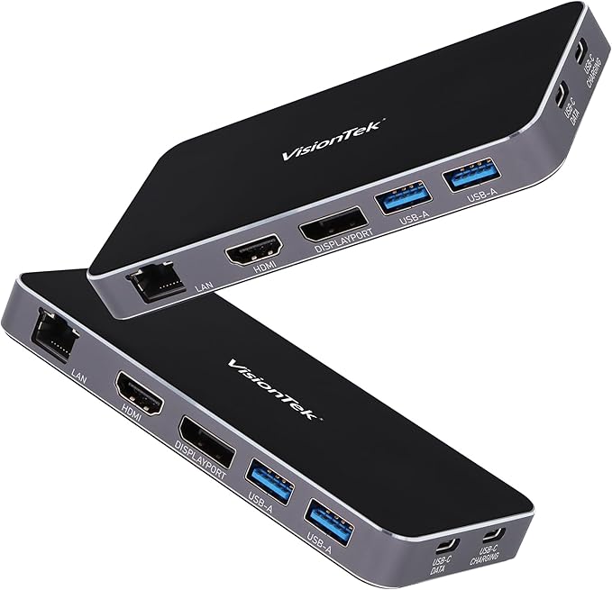 VisionTek VT400 Portable USB-C Dual Monitor Hub - 1x DP 1x HDMI 2X USB-A 1x Ethernet 1x USB-C for Windows/MacOS/ChromeOS/iOS