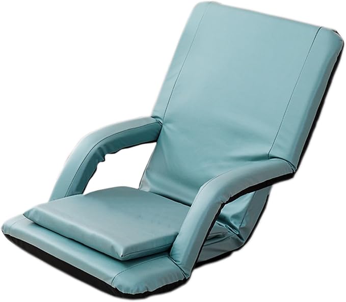 Adjustable Floor Chair Chaise Lounge Indoor Folding Lazy Sofa with Armrests Adults Gaming Chairs for Living Room Bedroom(Green)
