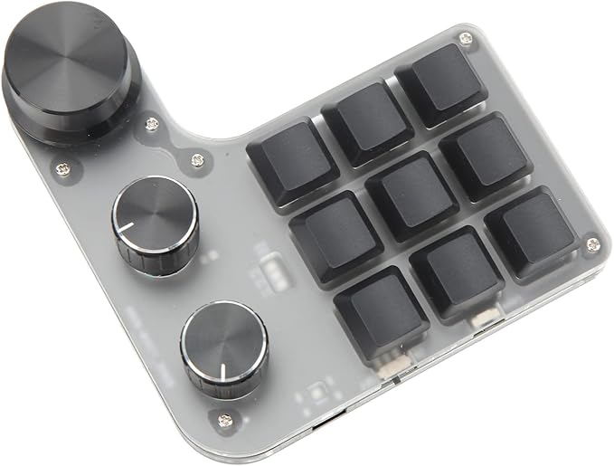 VINGVO One Handed Gaming Keyboard Macro Keyboard Acrylic Macro Keypad with Storage Function for Office Games