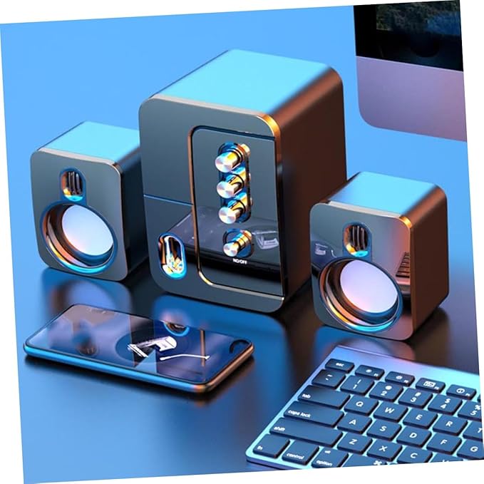 TEHAUX USB Computer Speaker 3D Surround Sound Desktop Laptop Voice Box Portable Office Loudspeaker Black