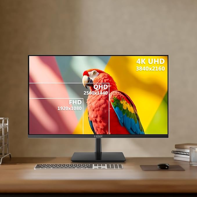 4K Monitor Z-Edge 28 inch IPS Monitor UHD 3840x2160 IPS Computer Monitor 300 cd/m² 144Hz Refresh Rate 1ms MPRT Response Time U28I4K Ultra-Thin Bezel