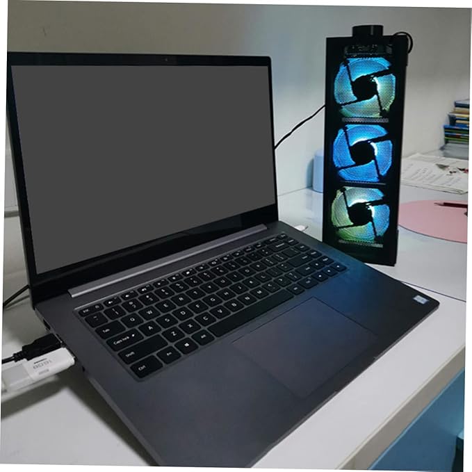 1Set RGB Laptop Cooler Stand with Height Ergonomic Design for Gaming and Multimedia Use Rapid Cooling Fans Compatible with All Laptop