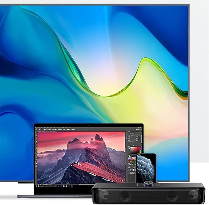Computer Speakers PC Speaker for Desktop Desk Computer Sound Bar 3.5mm Aux-in Connection USB Powered for Laptop Monitor