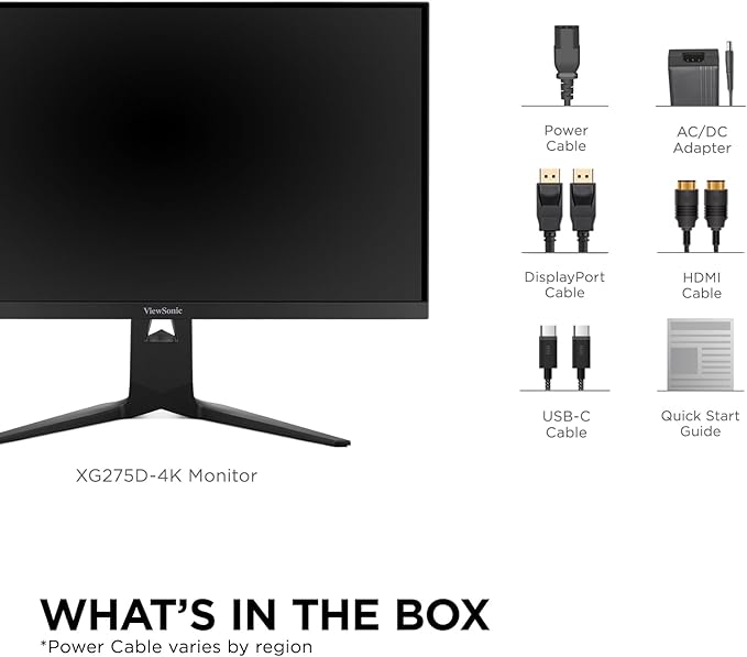 ViewSonic XG275D-4K 27 Inch 4K UHD Gaming Monitor with Switchable Refresh Rate Up to 320Hz 0.5ms Response Time AMD FreeSync Premium Advanced Ergonomics HDMI DisplayPort and 65W USB-C