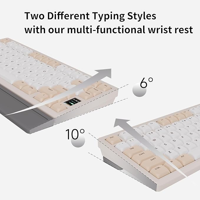 Mechanical Keyboard Chilkey ND75 LP Wireless Gaming Keyboard with LCD Screen Bluetooth 5.3/2.4G/USB-C Hot Swappable Per-Key RGB Custom Thin Front Wrist Rest Full-Aluminum PC/Mac Support