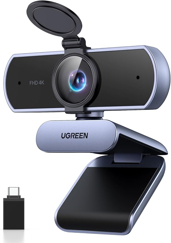 UGREEN 4K Webcam for PC Ultra HD Web Camera with Microphone Privacy Cover 70° Fov PDAF Autofocus USB A &amp USB C Adapter Plug &amp Play for Streaming Conference Zoom Switch 2