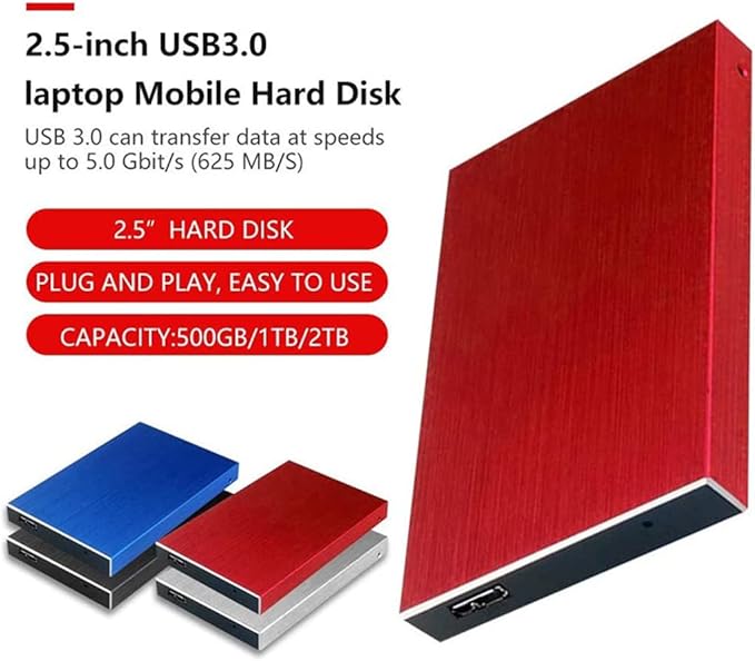 HDD 2.5 Hard Disk 500GB 1TB 2TB Portable External Hard Drive Disk Externo Hard Drive for Laptop Computers (Color : D) (D)