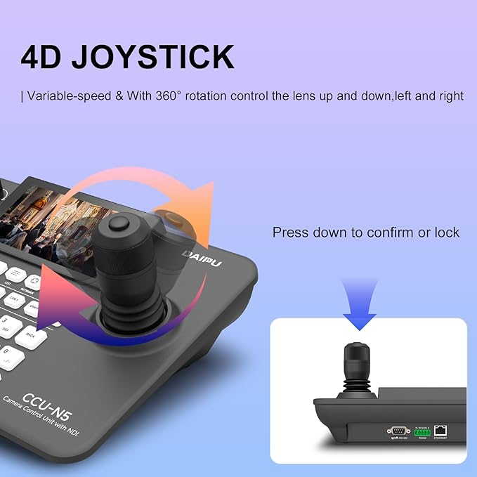 NDI PTZ Camera 4K HDMI USB LAN PoE AI Auto Tracking + PTZ Camera Controller for Church Live Streaming Video Conference Events Broadcast