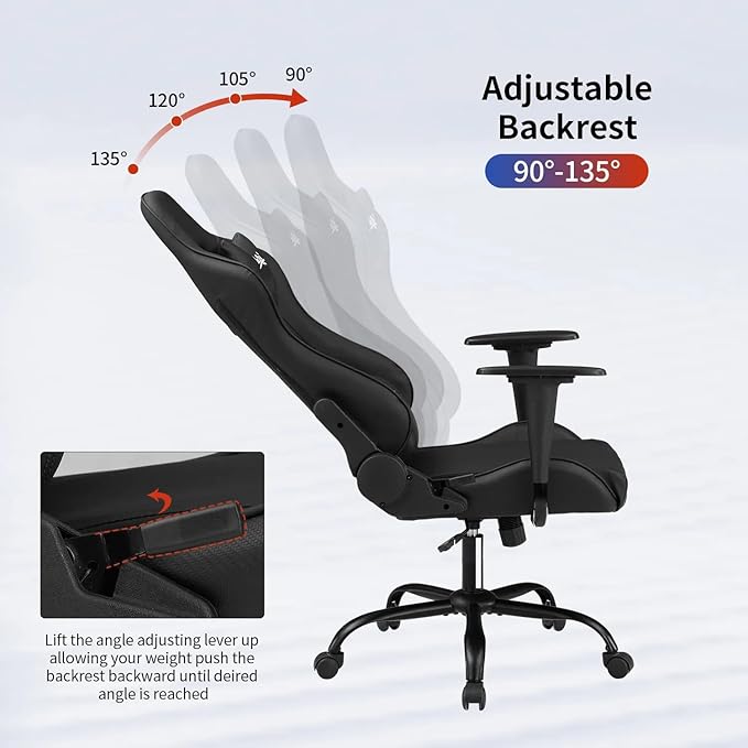 Ergonomic Gaming Chair Video Gamer Chair for Adults/TeensRacing Style Computer Chair with Lumbar Support Adjustable Rolling Desk Chair PU Leather Game Chair