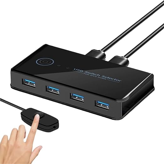 KVM USB 3.0 Switch Hotkey Switcher 2 in 4 Out USB Hub Shortcut Key Switch for Keyboard Mouse Printer Shared Controller USB KVM(Hot Key USB3.0)