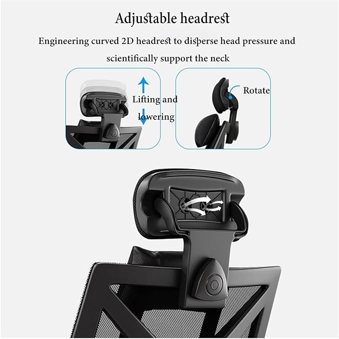 Chair Office Chair with Foot Rest Ergonomic Mesh Desk Chair Lumbar Support Computer Chair with Adjustable Headrest Swivel Task Chair Adjustable Height Gaming Chair (Color : /Blue)
