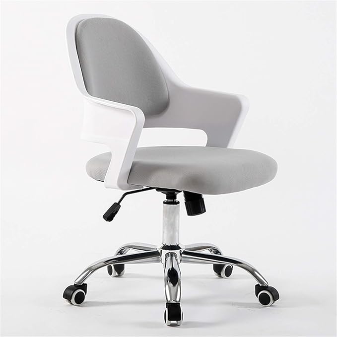 Mlaea Computer Gaming Chair Adjustable Staff Chair with Wheels and Comfortable Backrest Dining Bedroom Living Room Chair 47 * 82-94CM(Size:47 * 82-94CMColor:White)