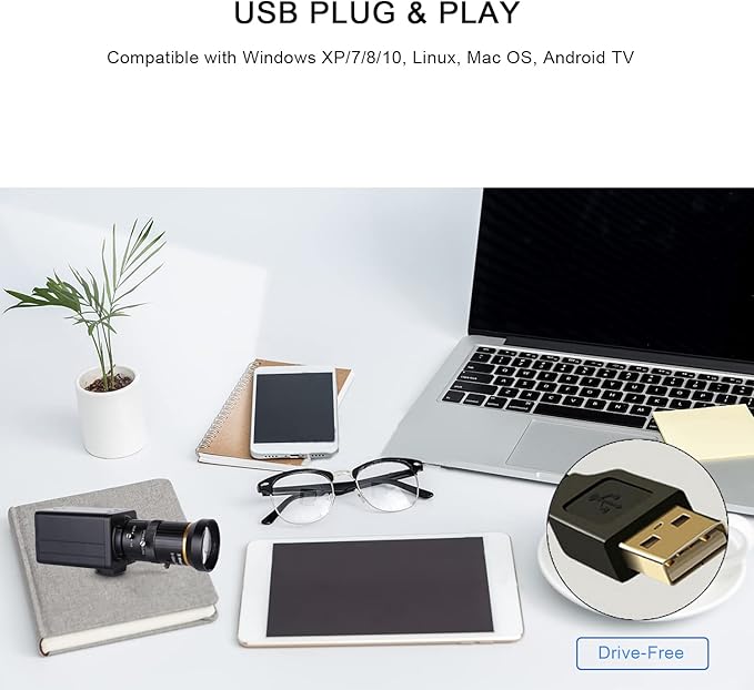 4K HD Camera Computer Camera Webcam 8 Pixels 10X Optical Zoom 60 Degree Wide Angle Manual Focus Auto Exposure Compensation with Microphone Tod USB Plug &amp Play for Video Conference Online