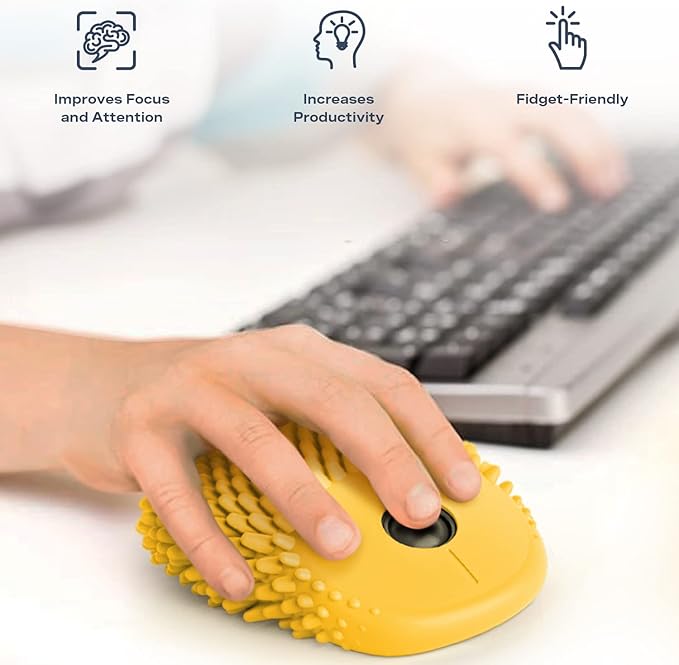 HedgeHog Health Hoglet Wireless Computer Mouse – Cute Functional and Tactile Fidget Tool. Combines Stress Relief with Comfort and Style Perfect for Enhancing Focus and Productivity.