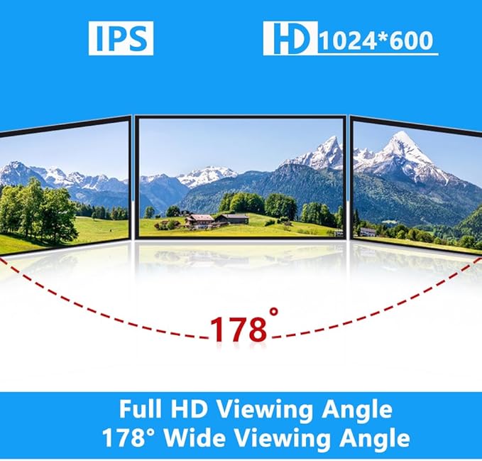 GeeekPi 7-Inch Screen for Raspberry Pi 1024x600 IPS LCD Display HDMI Portable Monitor for Pi 5/4B/3B+/3B Win11/10/8/7 Free-Driver