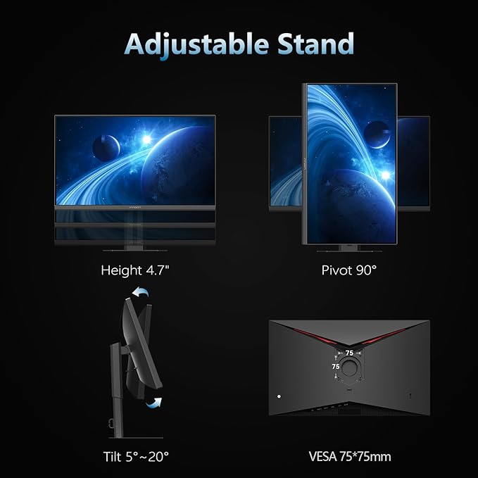 INNOCN 27 Gaming Monitor 2K QHD 2560 x 1440P 240Hz 320Hz 1ms IPS PC Computer Display HDMI 2.1 DP 1.4 HDR 400 Eyes Care Height/Pivot Adjustable VESA Mountable 27G2T
