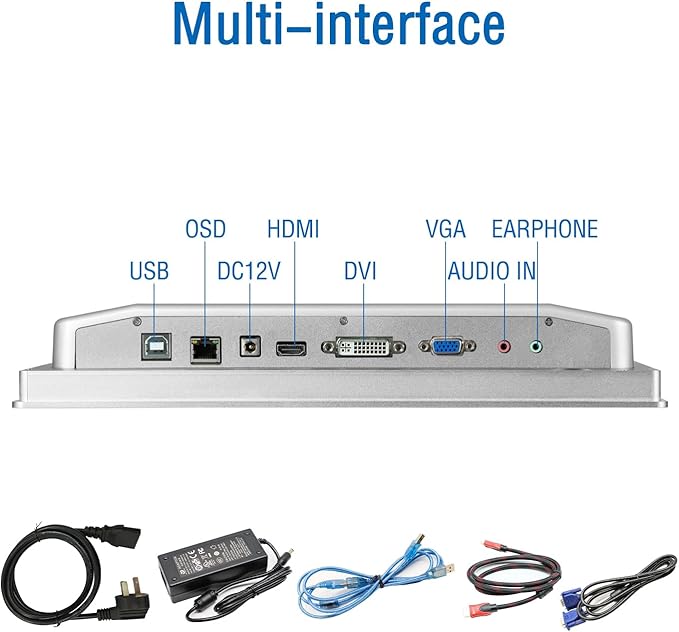 GreenTouch 10.4 Inch Industrial Embedded Touchscreen Monitor PCAP Multi-Touch Screen Industrial Front IP65 Monitor - HDMI+VGA+DVI - 800 x 600 Resolution