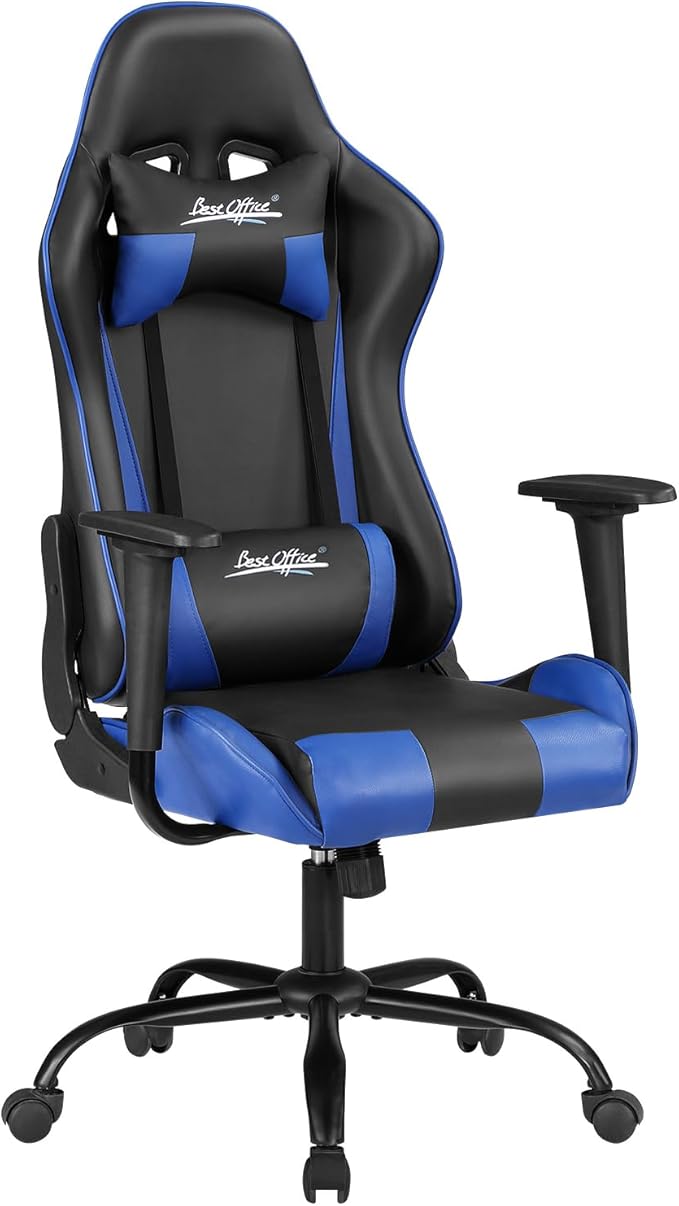 Gaming Chair Ergonomic Office Chair Racing Executive Ergonomic Adjustable Swivel Task ChairBlue