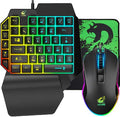 One Handed Gaming Keyboard and Mouse Combo 39 Keys USB Wired Gaming Keypad with Wrist Rest Rainbow Backlit Mechanical Feel Anti-Ghosting Keyboard 6-Button Adjustable DPI Mouse for PC