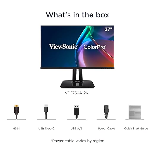 ViewSonic VP2756A-2K 27 Inch IPS QHD 1440p Monitor with Advanced Ergonomics 100% sRGB Rec 709 Pantone Validated 90W USB C HDMI USB and DisplayPort Inputs for Home and Office