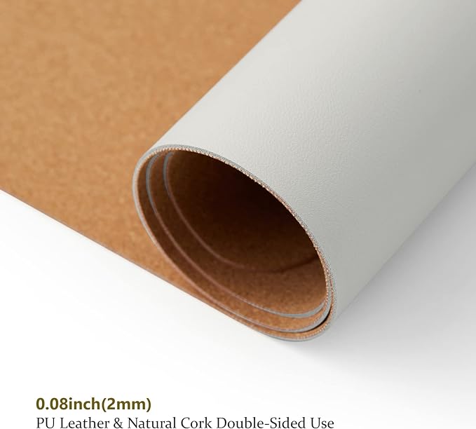Large Cork Desk Mat - 47.2x 17 Desk Pad for Office and Home - Ideal for Large Mouse Pad and Desk Mats on Top of Desks(White)