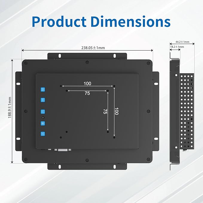 9.7 Inch Open Frame Touch Monitor PCAP 10-Point Touch Industrial Touchscreen Monitor with HDMI/VGA/DVI Interface Active Matrix TFT LCDLED Backlight with VESA Mount