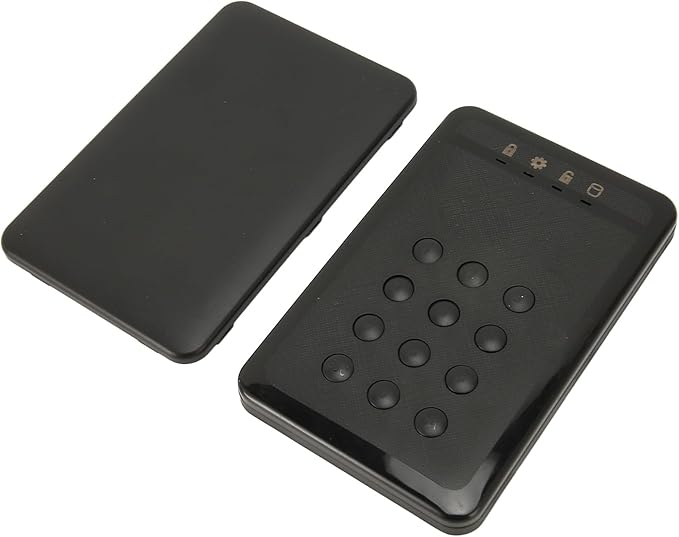 2.5 Inch USB3.0 Encrypted Hard Drive Enclosure Hardware Encrypted External HDD Case High Speed Data Transfer Secure PIN Access Supports up to 3TB and Desi