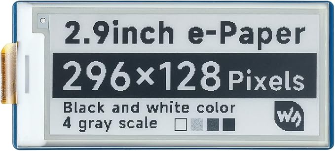 waveshare 2.9inch E-Paper E-Ink Display Module for Raspberry Pi Pico 296×128 Pixels Black/White Partial Refresh Support with SPI Interface
