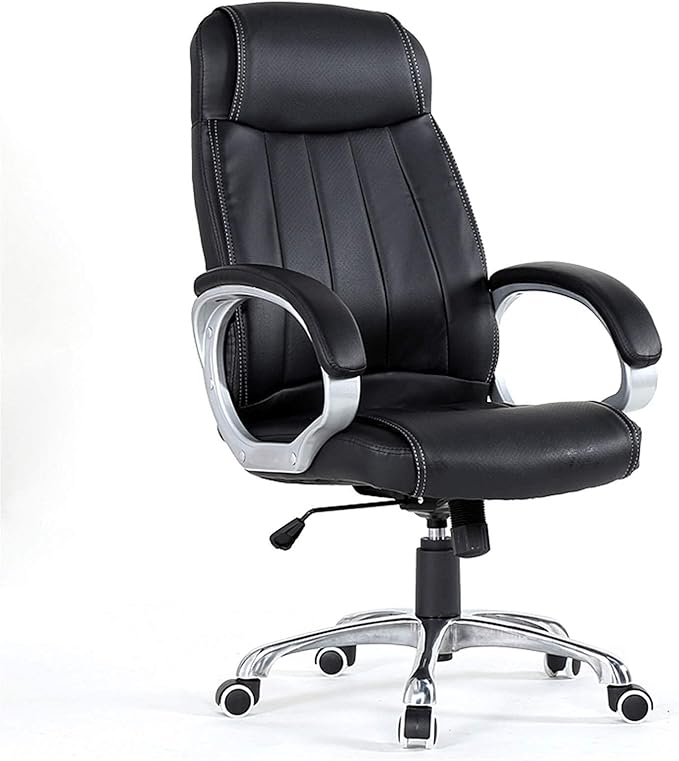 Ergonomic PU Leather Office Chair with Lumbar Support Adjustable Swivel Boss Gaming Chair High-Back Task Chair