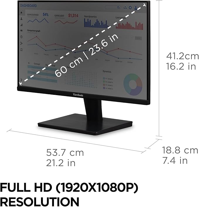 ViewSonic VS2447M 24 Inch 1080p Monitor with 100Hz FreeSync Thin Bezels Eye Care HDMI VGA Inputs for Home and Office