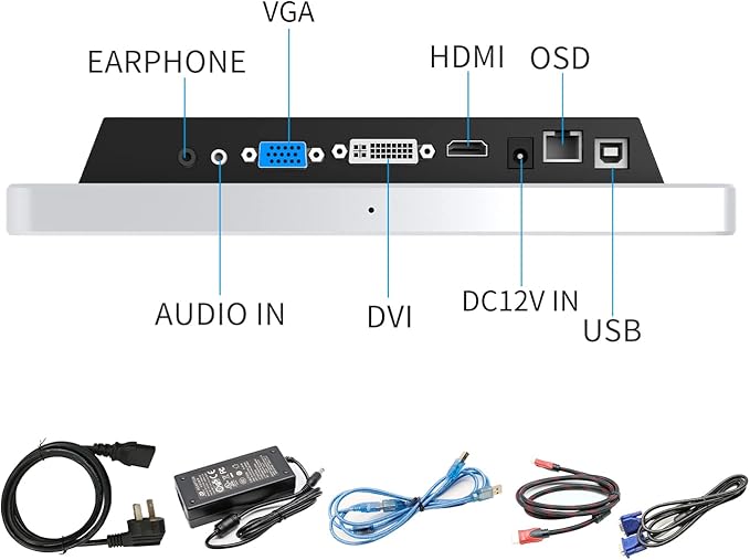 GreenTouch 10.1 Inch Desktop Wall Mountable Multi PCAP Touch Screen Monitor - HDMI/VGA/DVI Input1280 * 800 Resolution Display