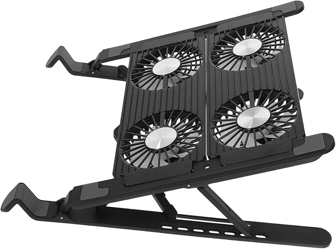 NUOBESTY 1set Adjustable Laptop Cooling Stand Four Fans Ergonomic Design Compact and Lightweight Notebook Cooler Pad Heat Reduction and Enhanced Comfort