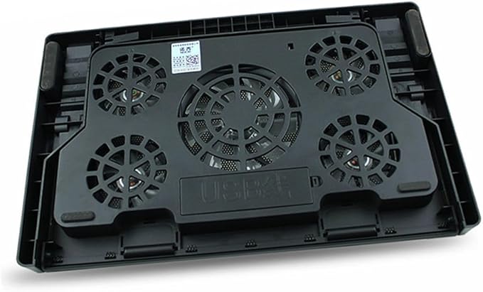 Lurrose Laptop Cooling Pad with 5 Fans USB Powered Notebook Cooler Base for Rapid Cooling Anti-Skid Adjustable Stand Suitable for Travel and Gaming Laptops Black