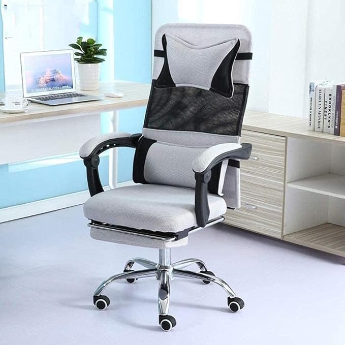 Office Chair Gaming Chair Boss Chair Steel Frame High Back Mesh Swivel Chair with Footrest Recliner Computer Chair Waist Support Seat Chair (Color : C) Needed