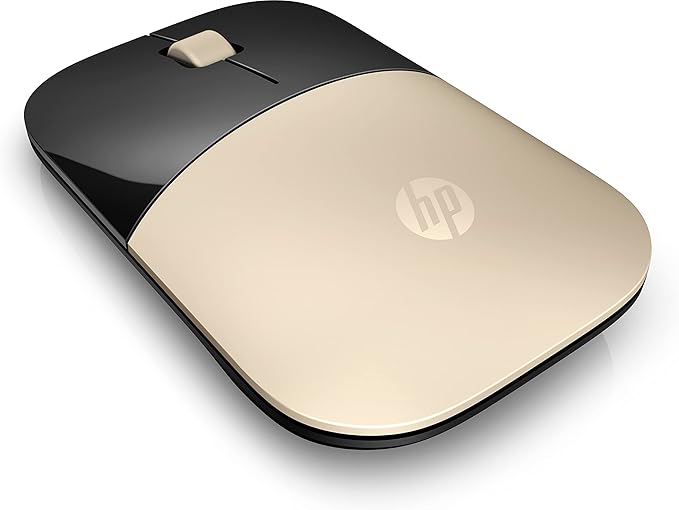 HP Z3700 Gold 2.4 GHz USB Slim Wireless Mouse with Blue LED 1200 DPI Optical Sensor Up to 16 Months Battery Life