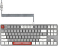 Magic-Refiner AK873 Gaming KeyboardRainbow Led BacklitHot-Swappable Linear Red SwitchPBT Keycap75% TKL LayoutErgonomic Mechanical Keyboard with Custom Coiled USB/Type-C Aviation Cable(White Grey)