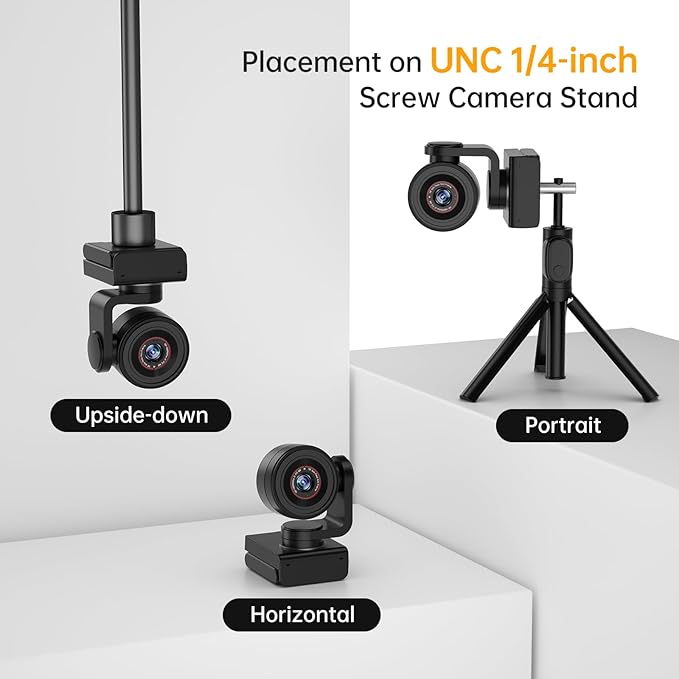 MT-VIKI 4K AI Webcam with PTZ TOF 0.2s Autofocus HDR 92°Wide Angle 4K@30/1080P@60 Gesture Control&ampSubject Tracking Dual Noise-Canceling Mics USB-C UVC for Zoom/Teams/OBS