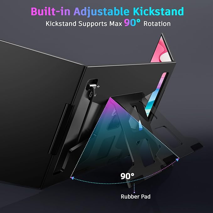 QQH Laptop Screen Extender 15.6 Triple Portable Monitor with Ultra-Slim FHD IPS Display One Cable USB-C Monitor Extender Compatible with MacOS Windows Android for 12-16 Laptop (Driver Need)