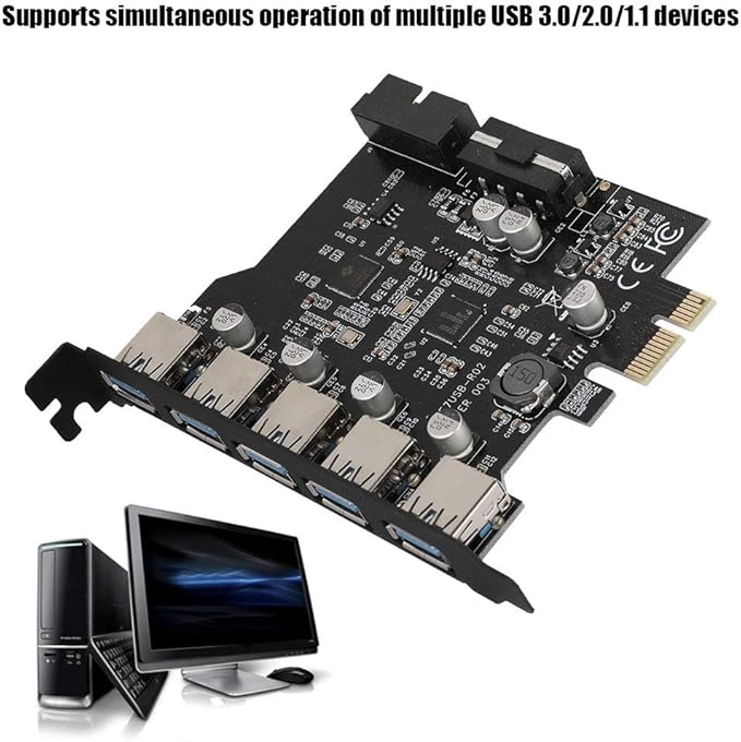 19PIN PCI-E to 5 Port PCI Express USB Hub Converter USB 3.0 Expansion Card Adapter with Driver CD for XP Vista and 7 etc