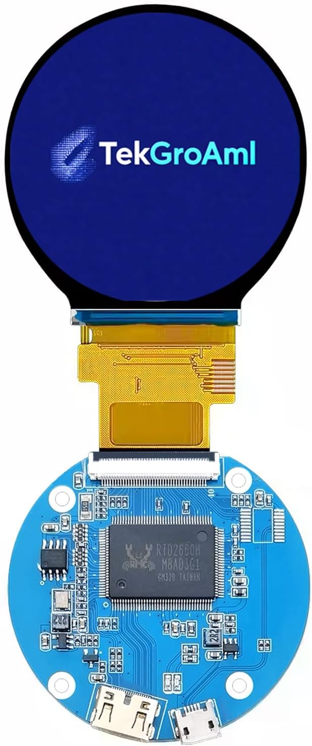 TekGroAml Portable mini IPS LCD Round Screen2.1 inch 480x480 Circle Display and Micro HDMI Control Board