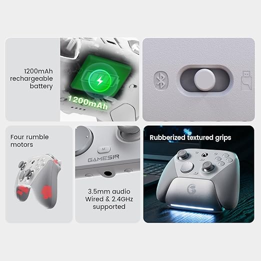 GameSir G7 Pro Wired Controller for Xbox Series X|S Xbox One Wireless Gamepad for PC&ampAndroid with TMR Sticks Hall Effect Analog Triggers 1000Hz Polling Rate 3.5mm Audio Jack - White