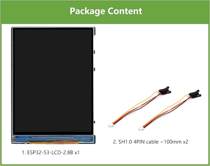 ESP32-S3 2.8inch Display Development Board ESP32 with 2.8inch IPS LCD 480x640 Resolution 32-bit LX7 Dual-Core Processor SPI + RGB Interface Supports WiFi &amp Bluetooth